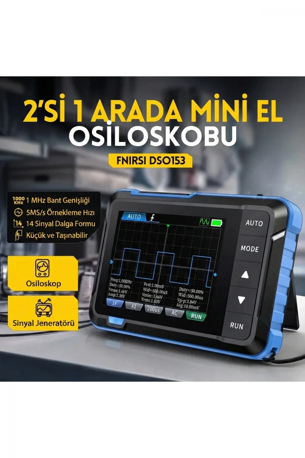 DSO-153 2si 1 Arada Mini Dijital Osiloskop ve Sinyal Jeneratörü