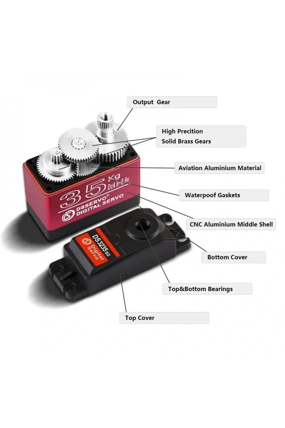 DSSERVO DS3235 35kg Servo Motor - 180 Derece - Su