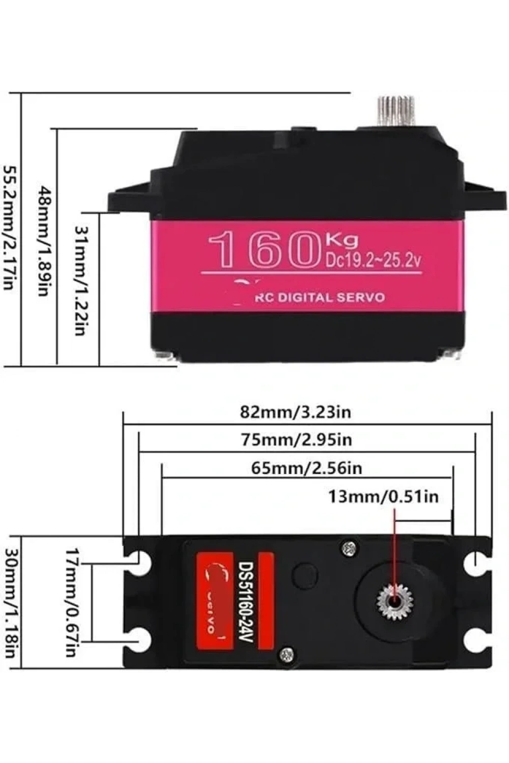 DSSERVO DS51160 24v 160kg Servo Motor - 180 Derece