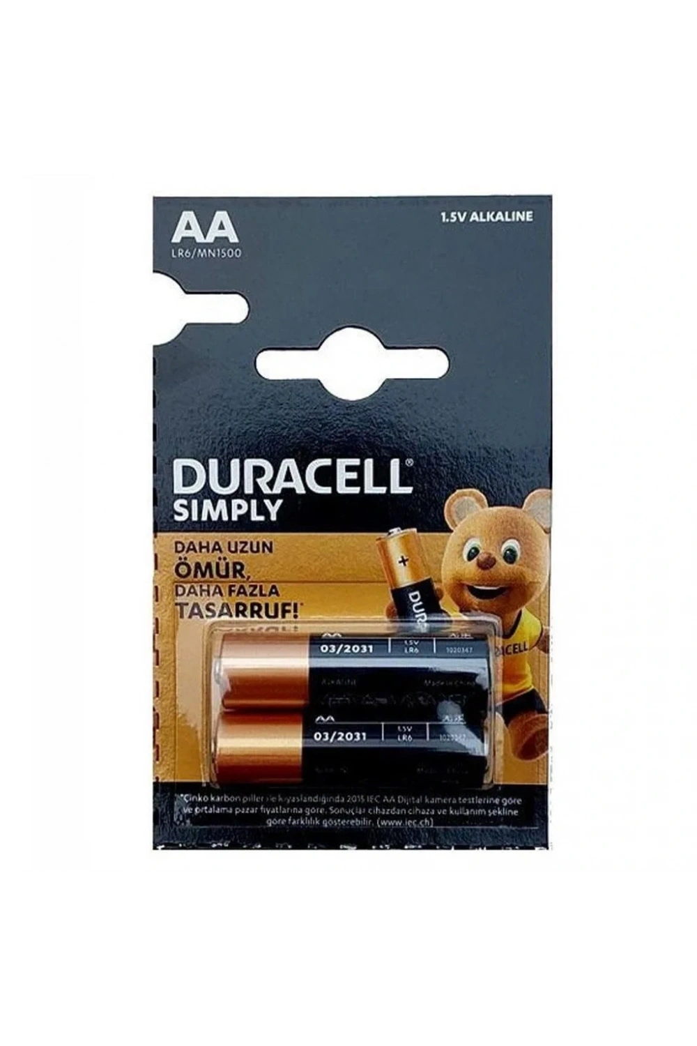 Duracell Simply 1.5V Alkaline AAA İnce Kalem Pil  2li Paket
