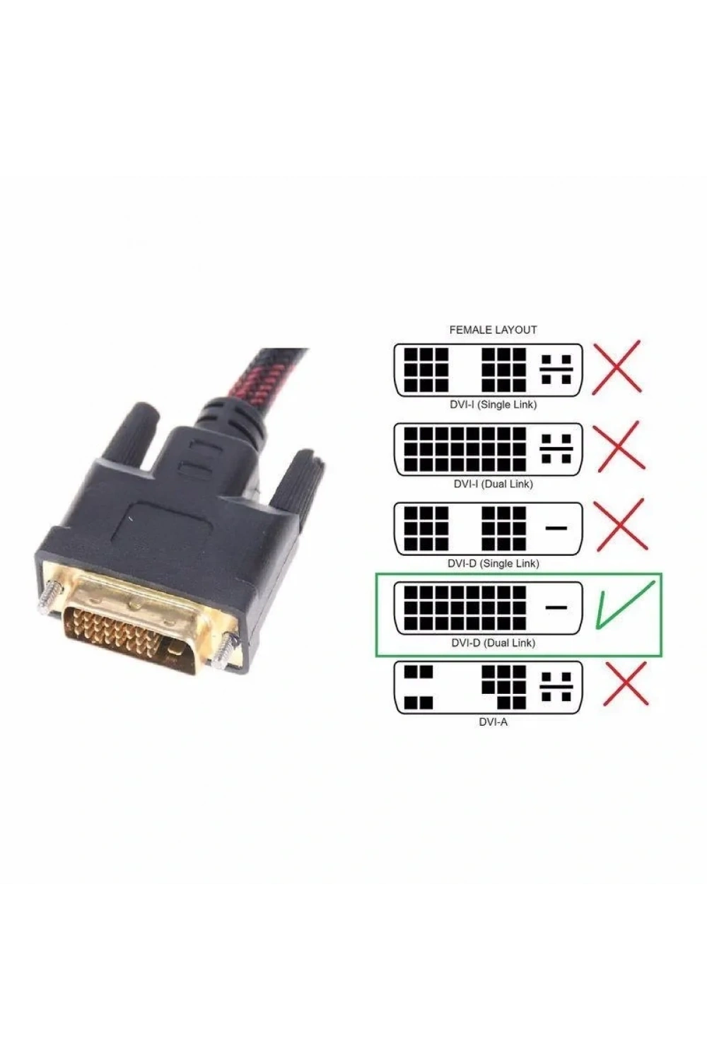 DVI-D (24+1 - Dual Link) to HDMI Çevirici Dönüştürücü 1.5m