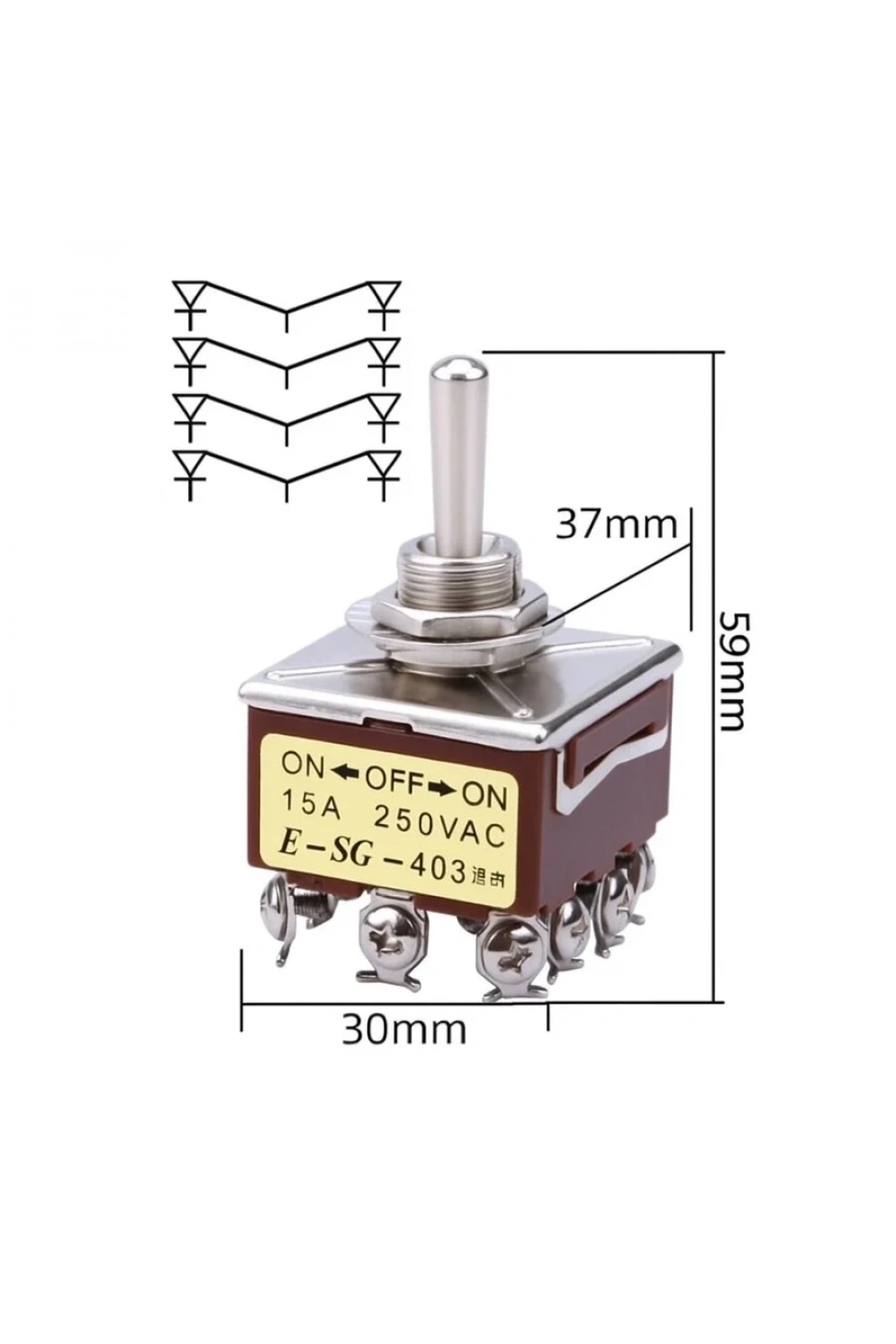 E-SG-403 ON-OFF-ON 12-Pin Toggle Switch