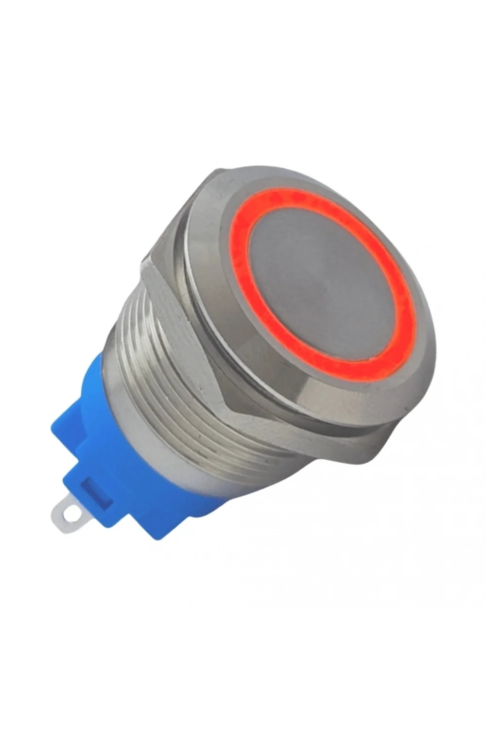 E56 19mm Metal Buton Yaylı 12-24V Kırmızı LED 1NO/1NC