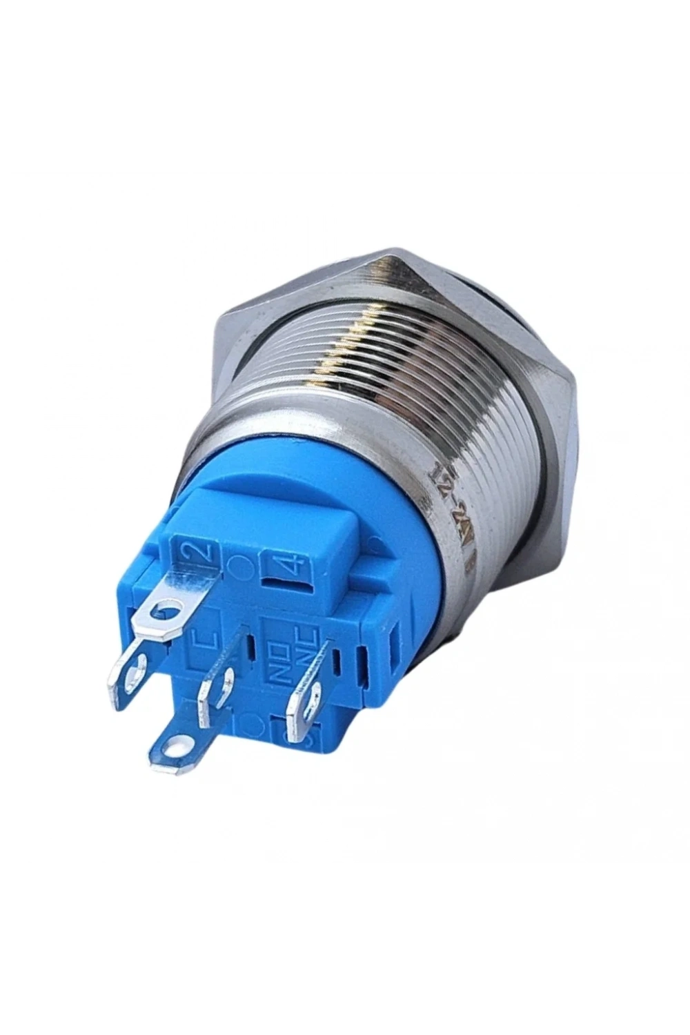 E56 19mm Metal Buton Yaylı 12-24V Kırmızı LED 1NO/1NC
