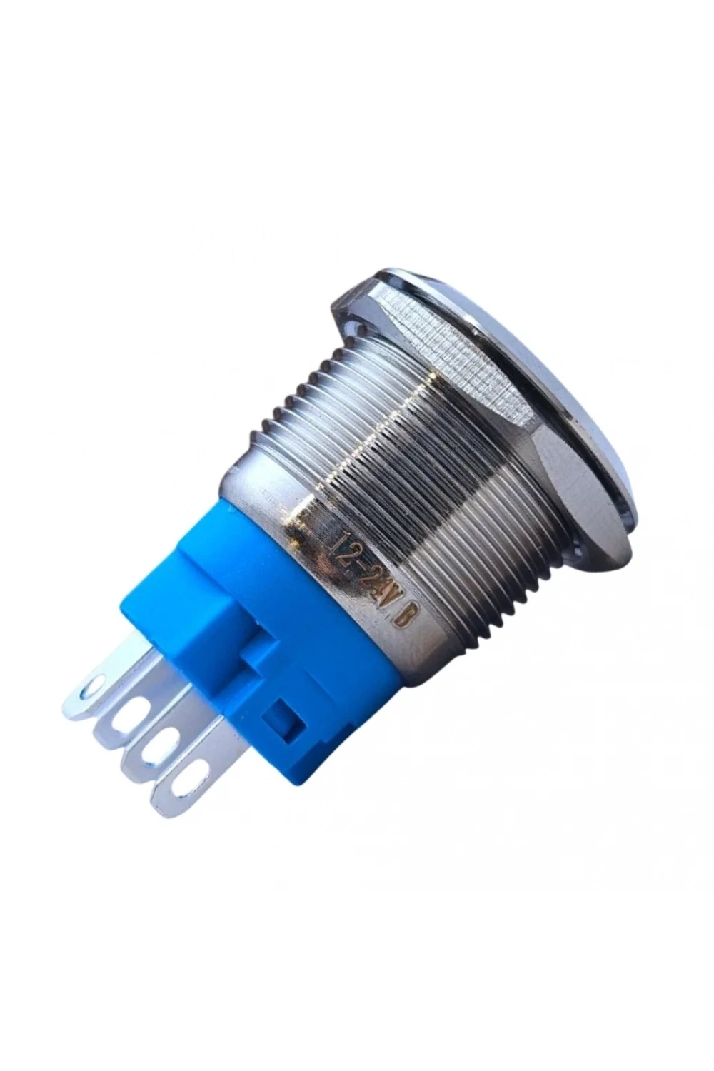 E58 19mm Metal Buton Yaylı 12-24V Yeşil LED 1NO/1NC