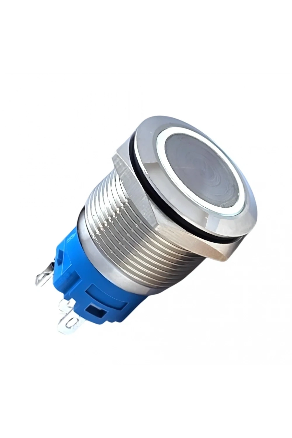 E59 19mm Metal Buton Yaylı 12-24V Beyaz LED 1NO/1NC