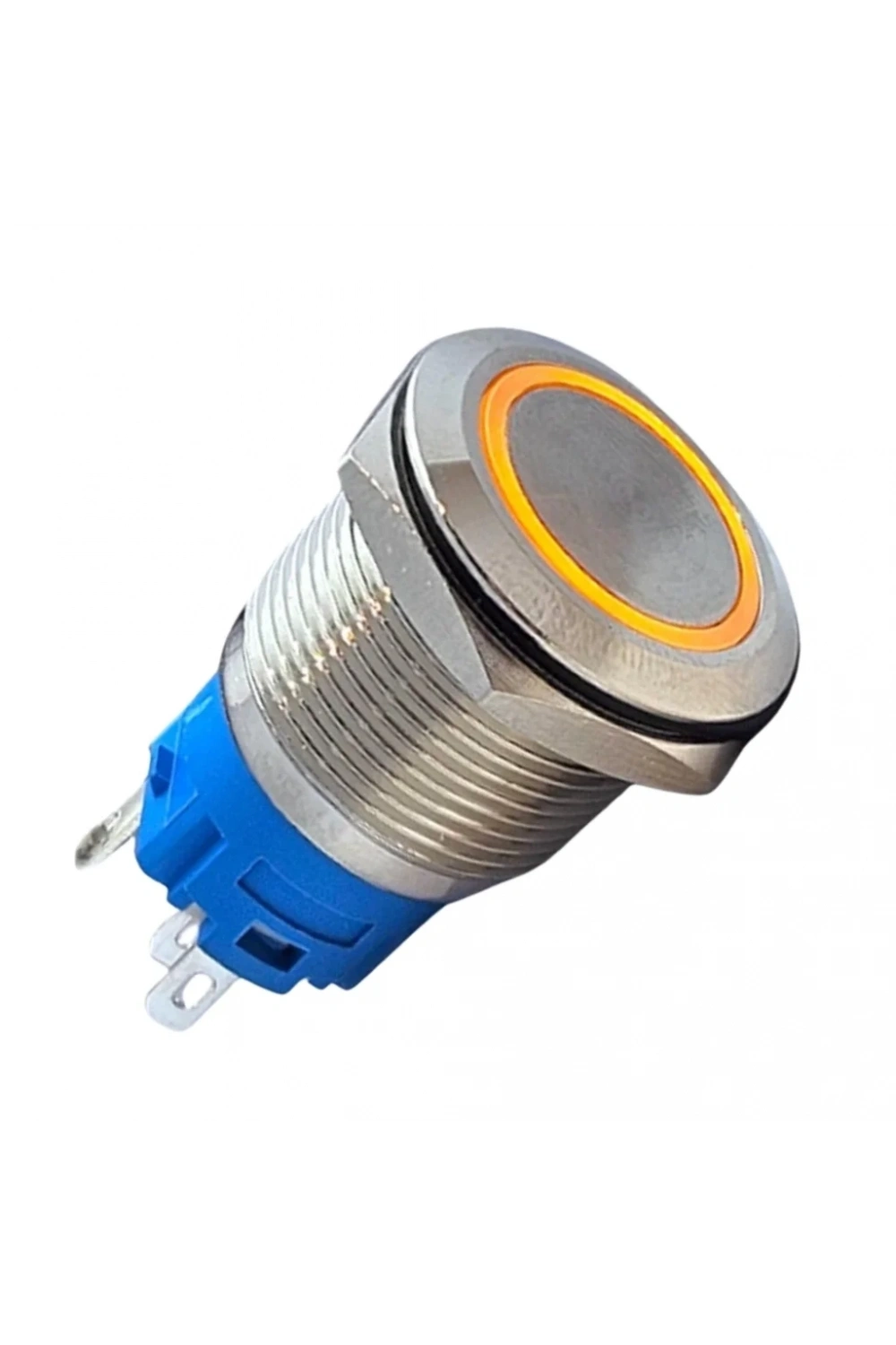 E82 19mm Metal Buton Yaylı 12-24V Turuncu LED 1NO/1NC