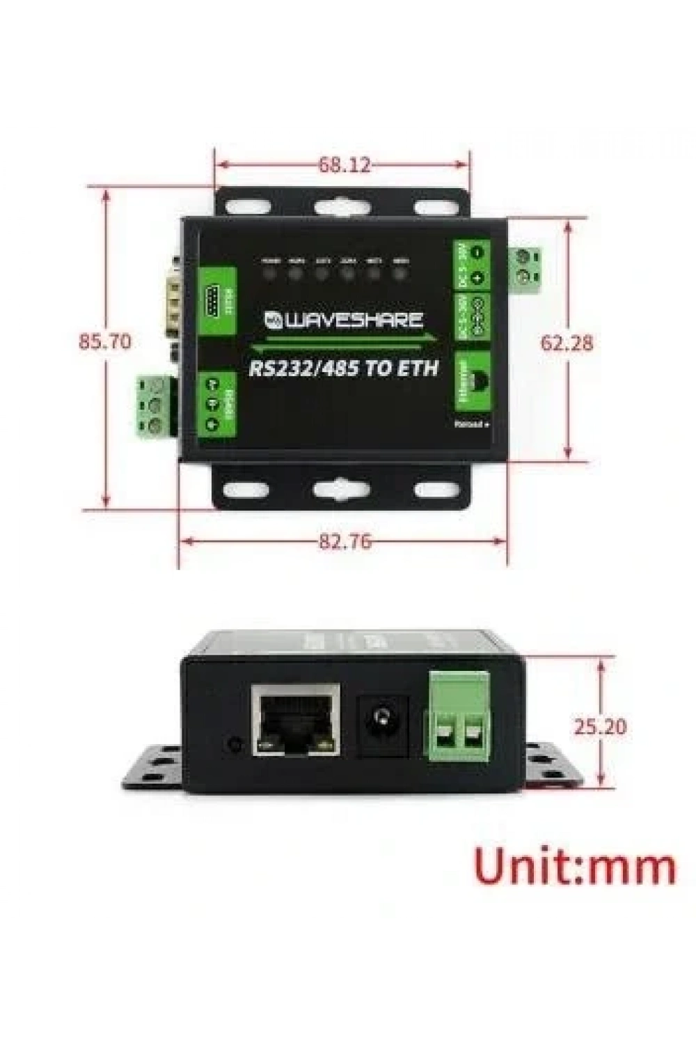 Endüstriyel RS232/RS485 - Ethernet Dönüştürücü