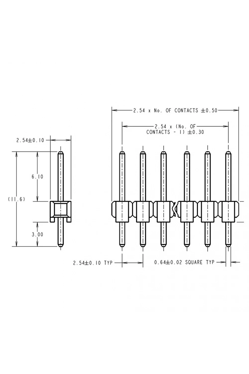 Erkek Pin Header 3 Pin 12mm 2.54mm 1x3 180° Tek Sıra