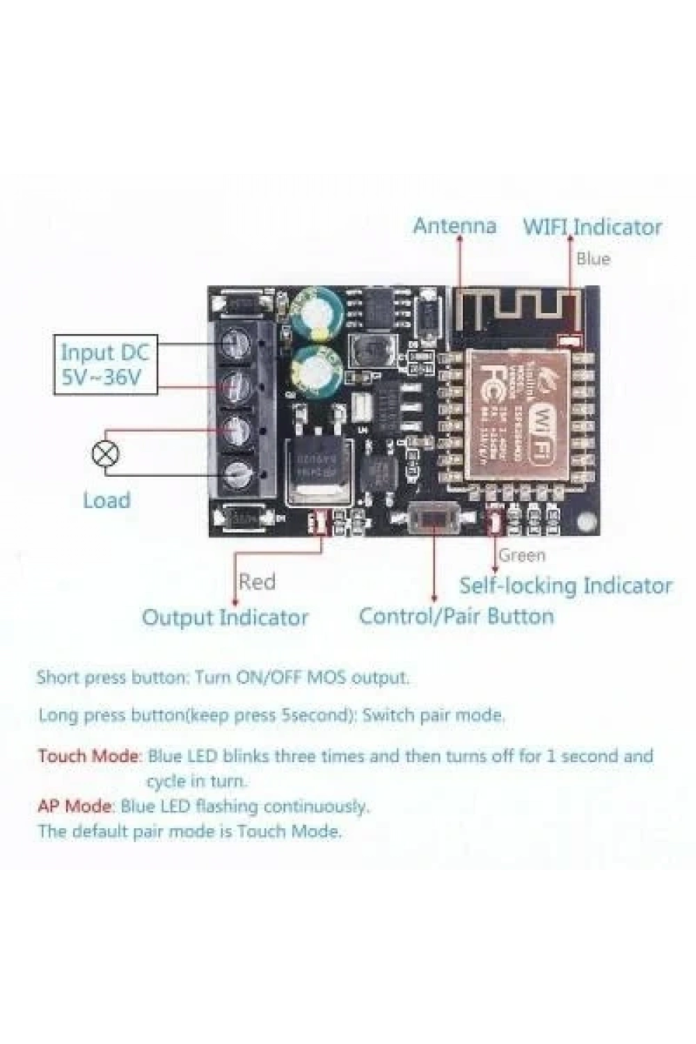 ESP-12F WIFI 5-36V Uzaktan Kontrol Modülü XY-WFMS