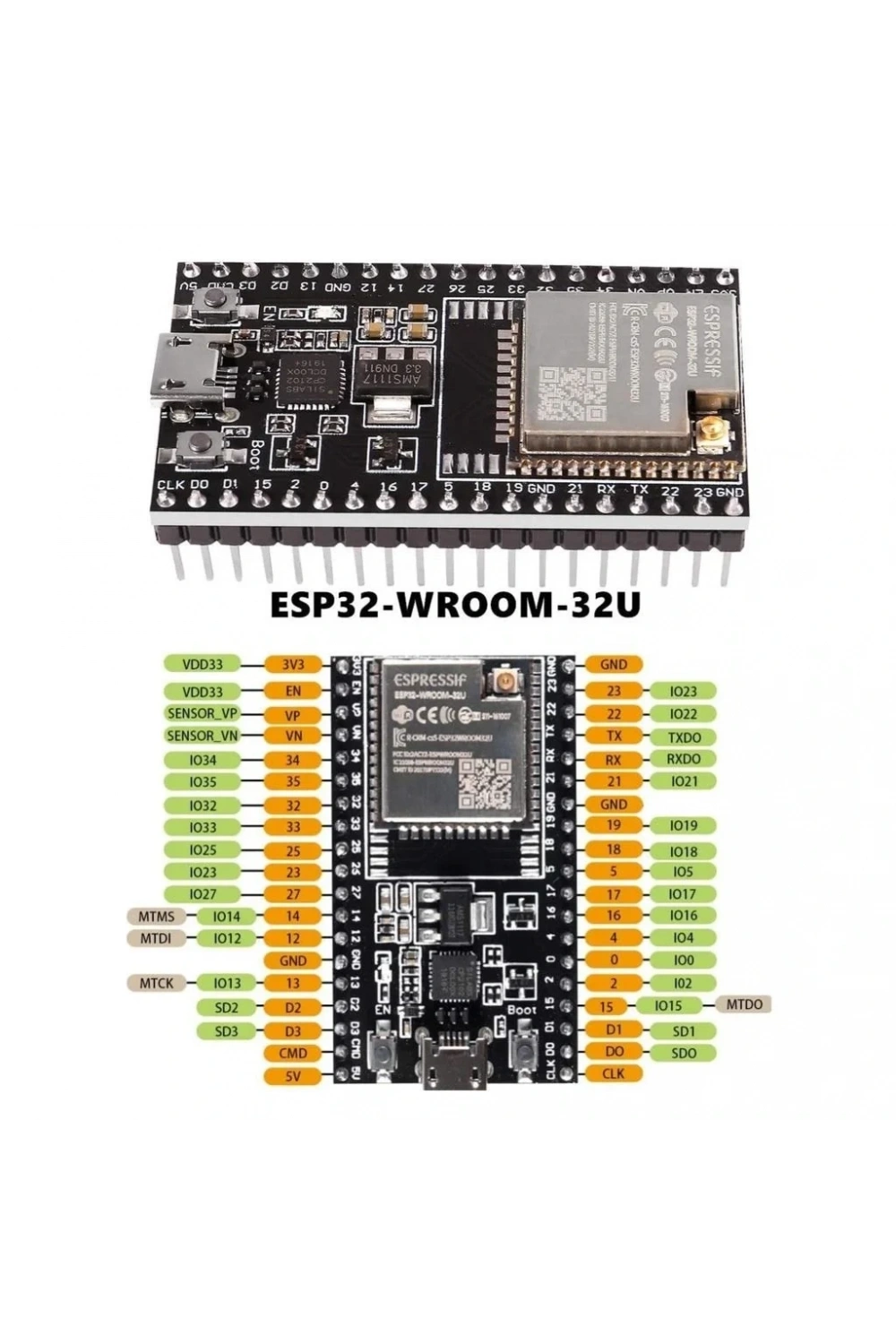 ESP32-WROOM-32U Wifi Bluetooth Geliştirme Kartı 38 Pin