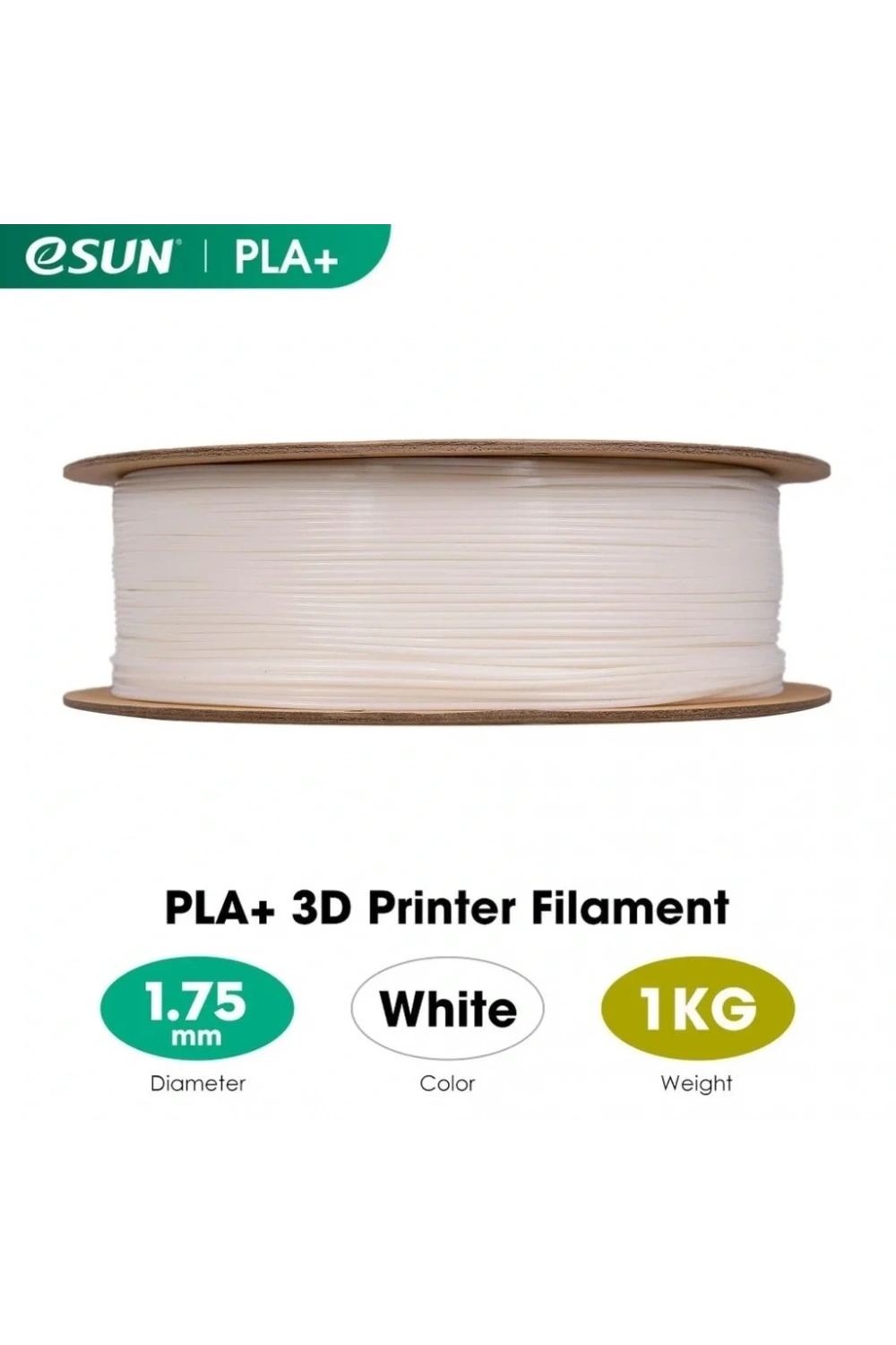 eSUN Beyaz Pla+ Filament 1.75mm 1 KG