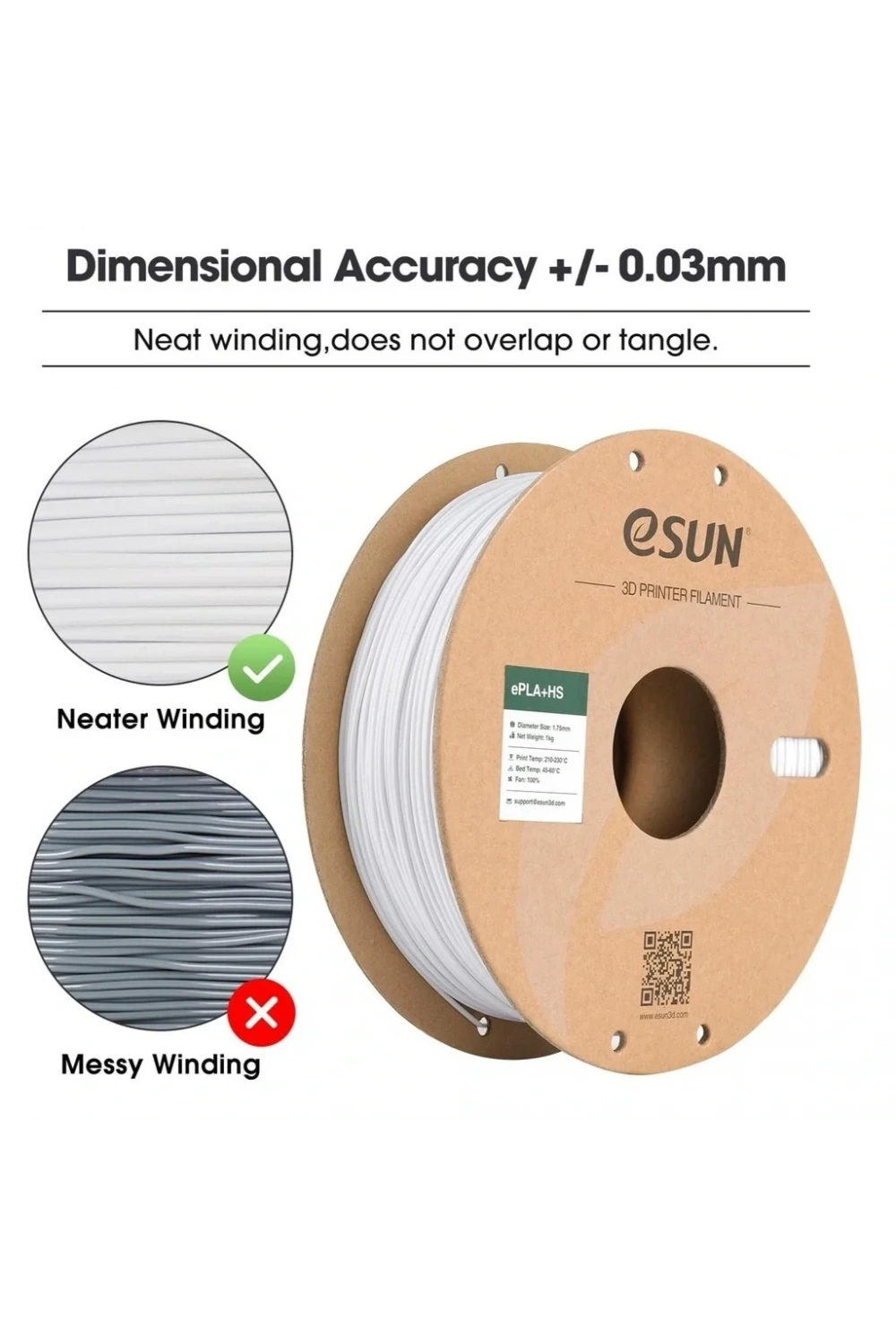 eSUN Pla-Hs Hyper Speed Yüksek Hızlı Pla Filament Beyaz
