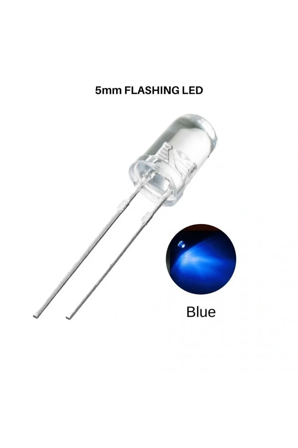 Flaşörlü LED Mavi 2 Bacaklı 5mm