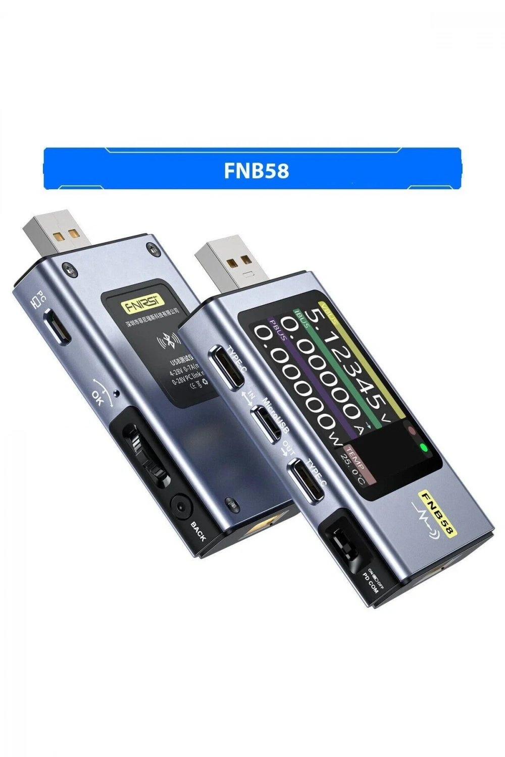 FNIRSI FNB58 Bluetooth Usb Voltmetre Ampermetre Test Cihazı
