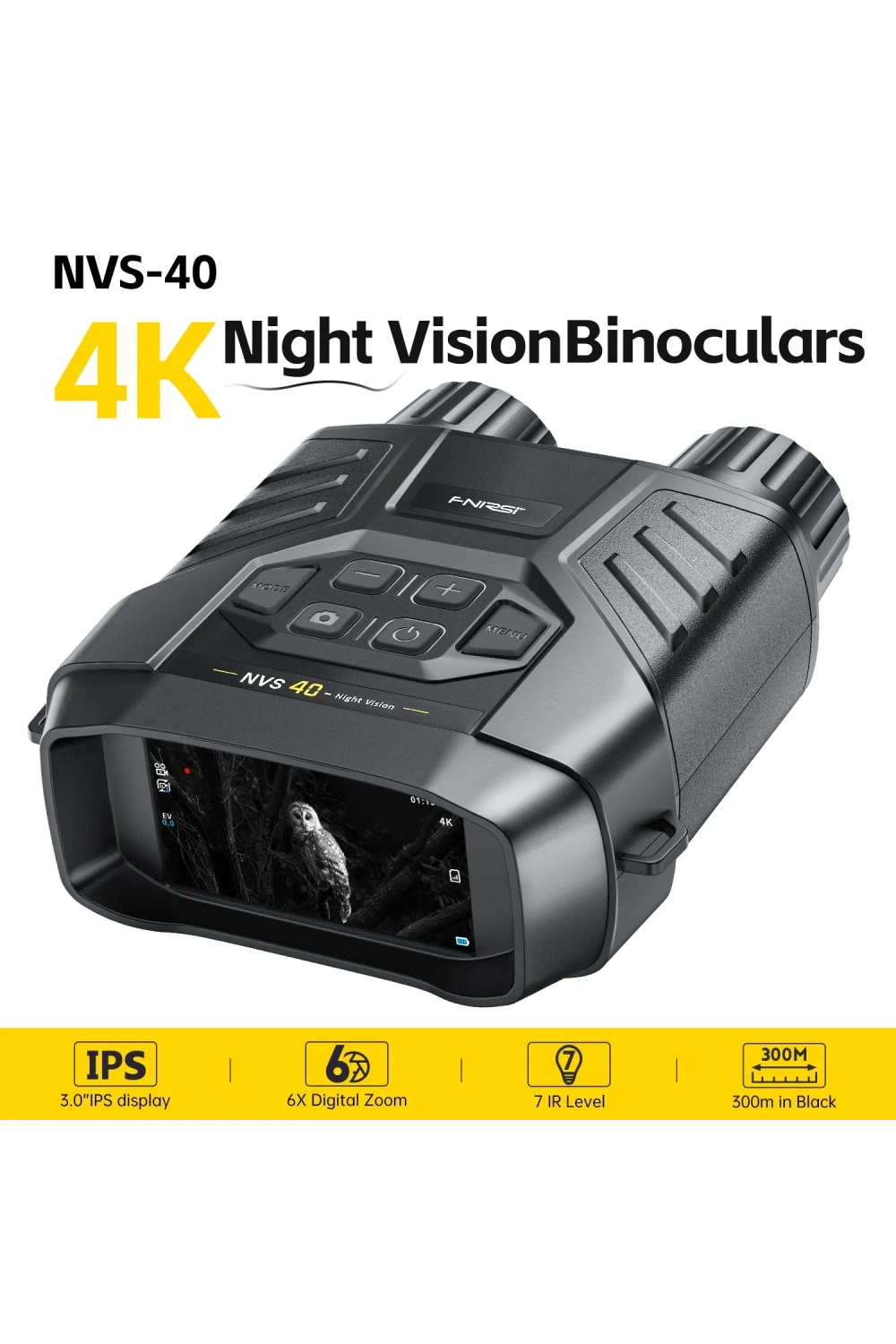 Fnirsi NVS-40 4K HD Gece Görüşlü Dürbün Kızılötesi 6x Dijital Zoom
