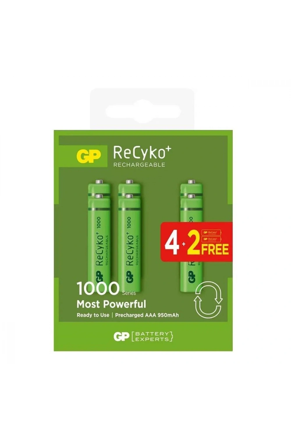 GP ReCyko 1000 mAh AAA Şarj Edilebilir İnce Kalem Pil 4+2 Paket