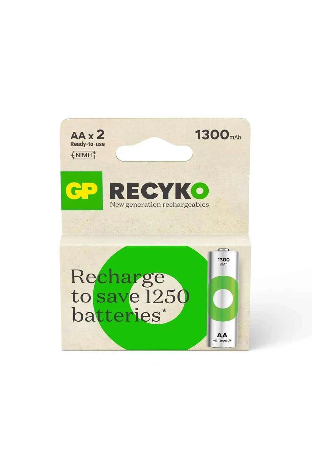 GP Recyko 1300 mAh 2li Şarjlı AA Kalem Pil