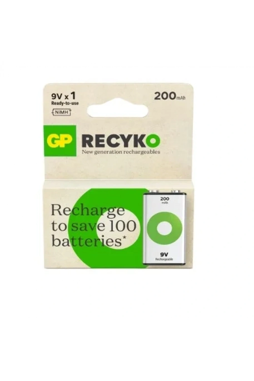 GP Recyko 200 mAh 9V Şarjlı Pil