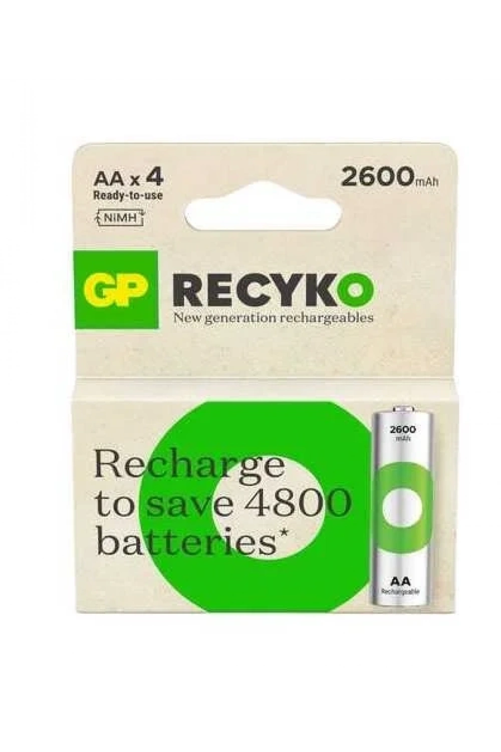 GP Recyko 2700 Seri 2600 mAh Şarjlı AA Kalem Pil 4lü