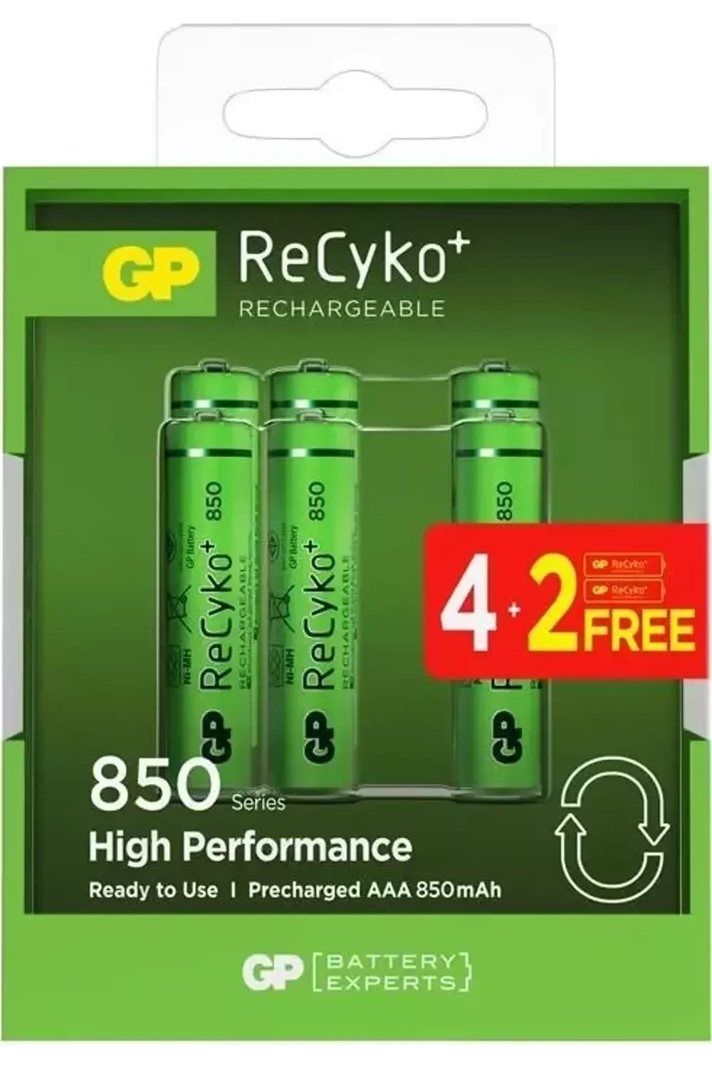 GP Recyko 850 Serisi AAA Şarjlı Pil 4+2