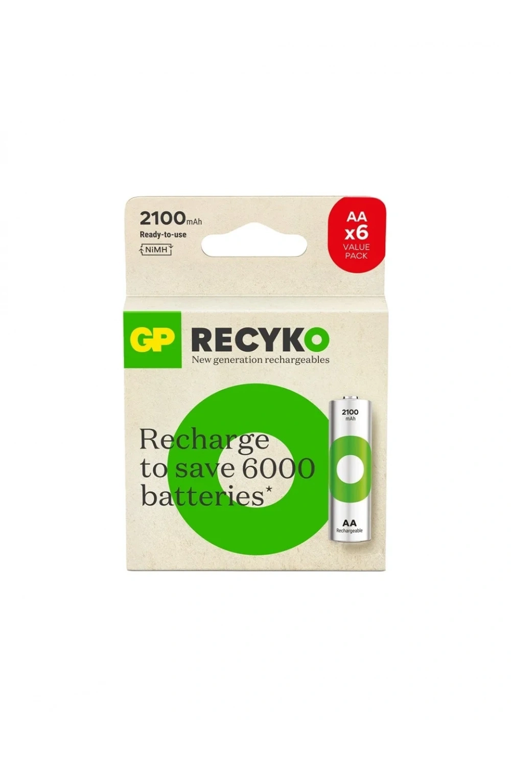 GP Recyko GP2100 2000 mAh 4+2 Şarjlı AA Kalem Pil