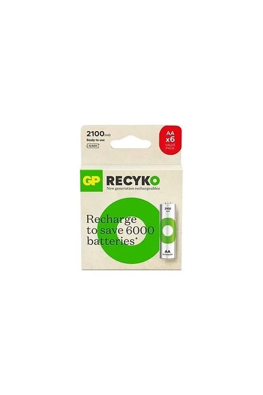 GP Recyko GP2100 2000 mAh Pro Siyah 4+2 Şarjlı AA Kalem Pil