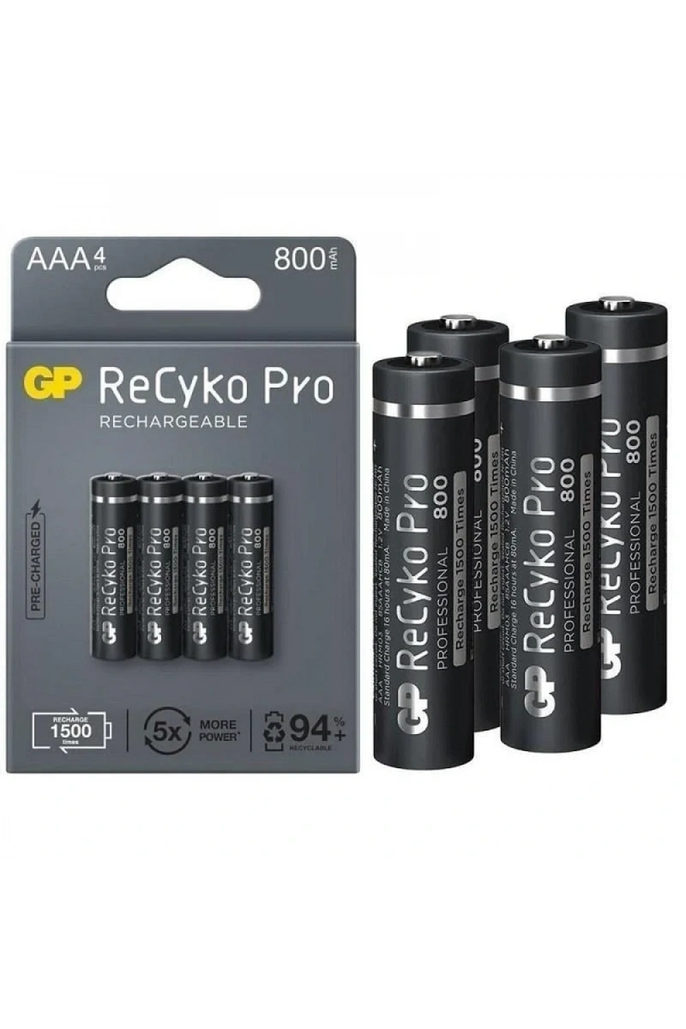 Gp ReCyko Pro GP85AAAHCB-2EB4 800 mAh Şarjlı AAA İnce Kalem Pil 4lü Paket