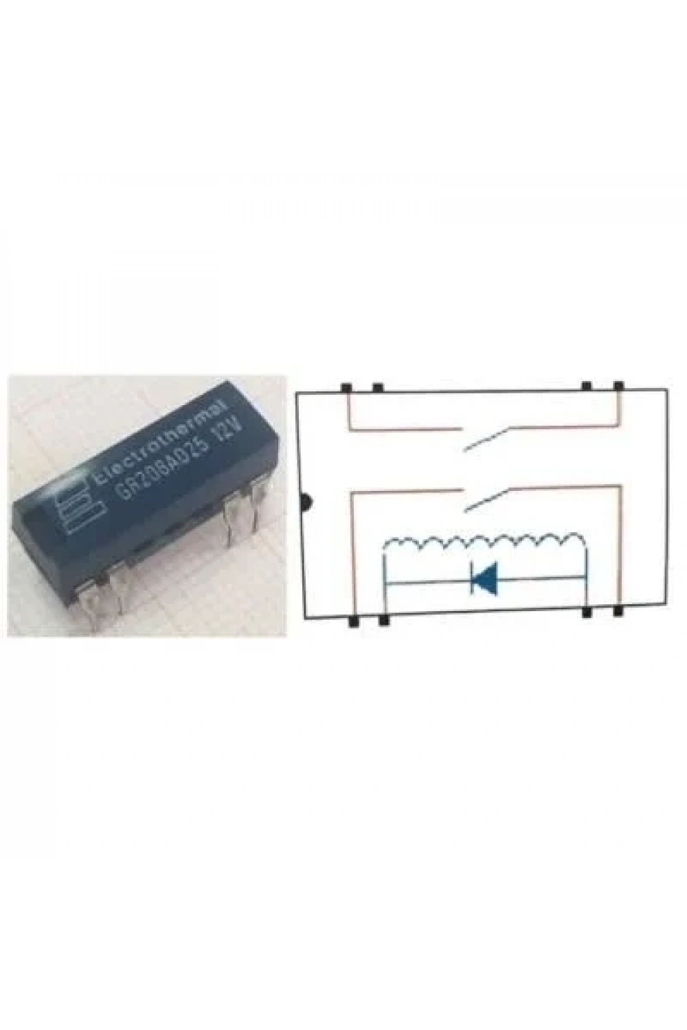 GR208-AD25-12V Reed Röle Çift Kontak N/O 12VDC 0.5A