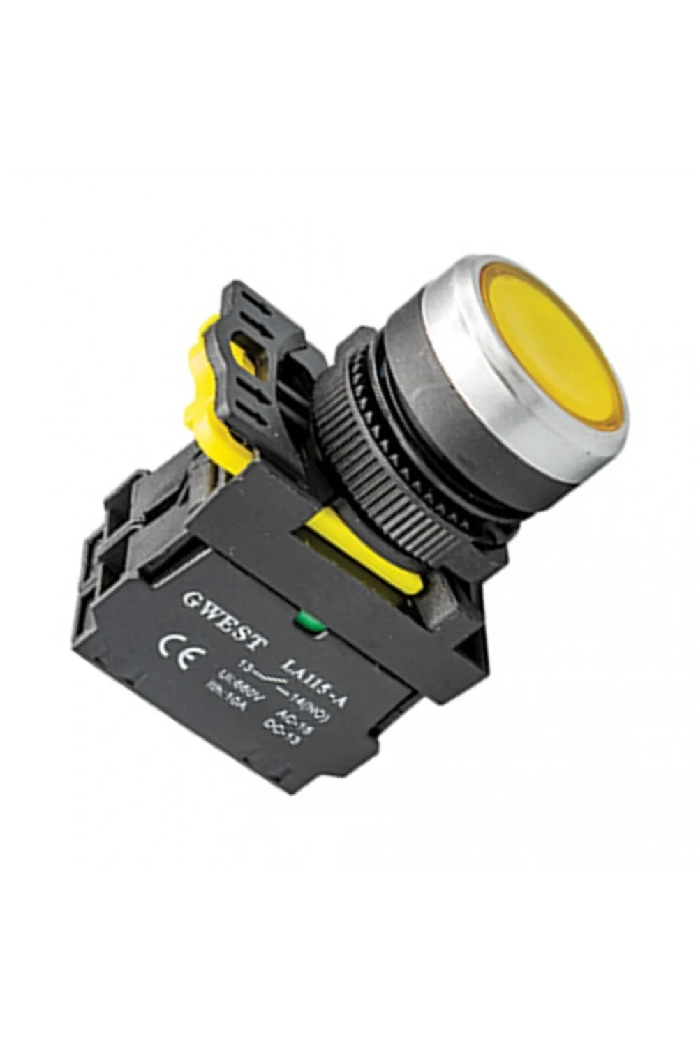 Gwest A5-11D-24 22mm Sarı Led Işıklı Yaylı Start Buton 24V 1NO