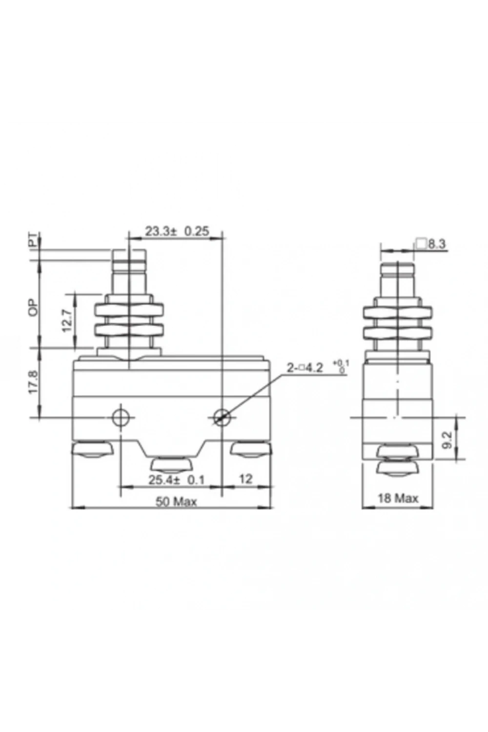 Gwest AZ-15GQ-B Kalın Kısa Metal Pimli Mikro Switch 15A 1NO + 1NC