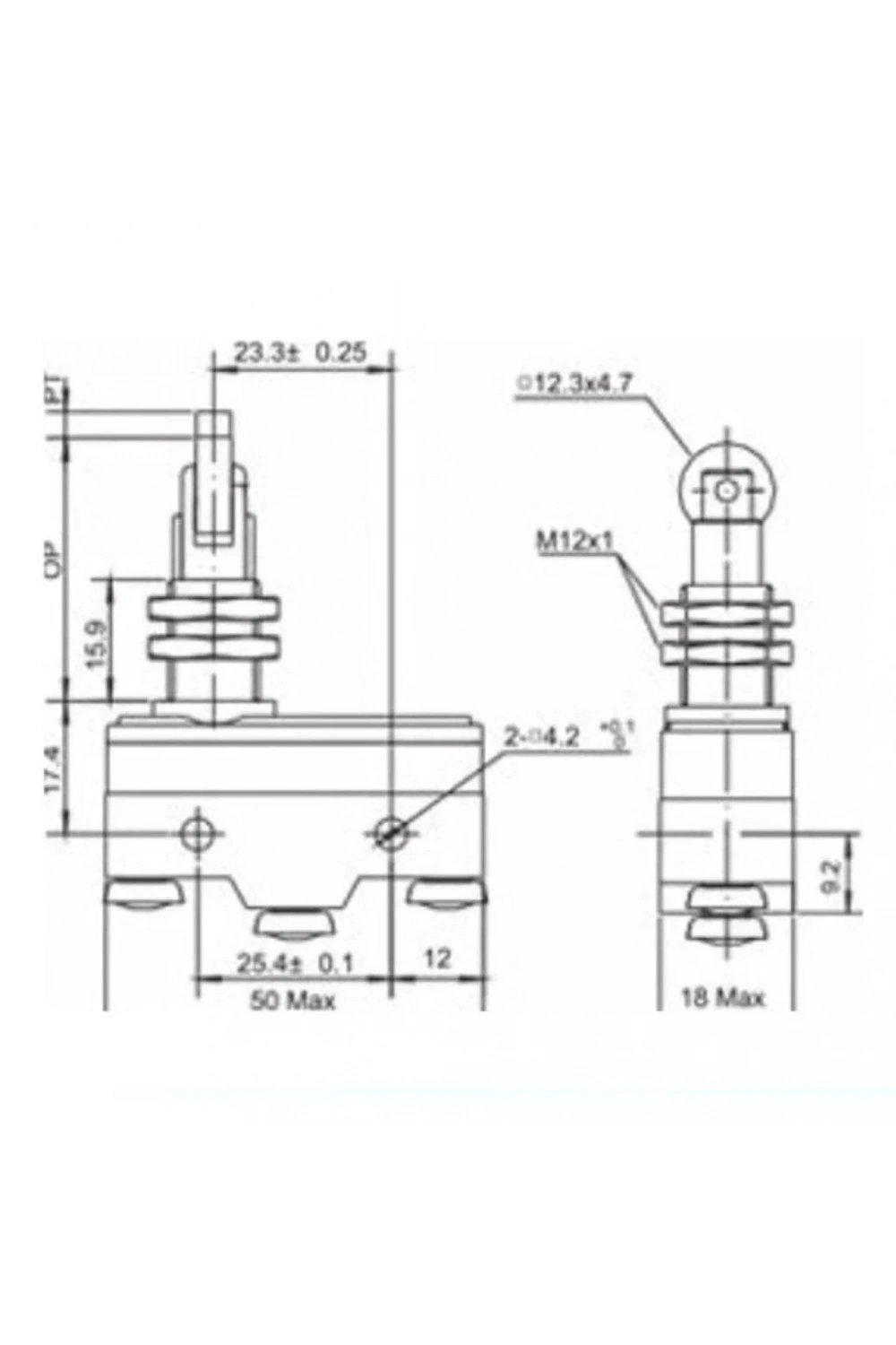 Gwest AZ-15GQ21-B Yan Dik Metal Makaralı Mikro Switch 15A 1NO + 1NC