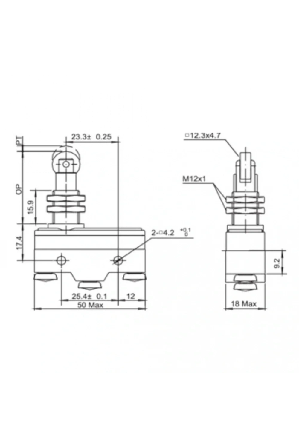 Gwest AZ-15GQ22-B Dikey Metal Makaralı Mikro Switch 15A 1NO + 1NC