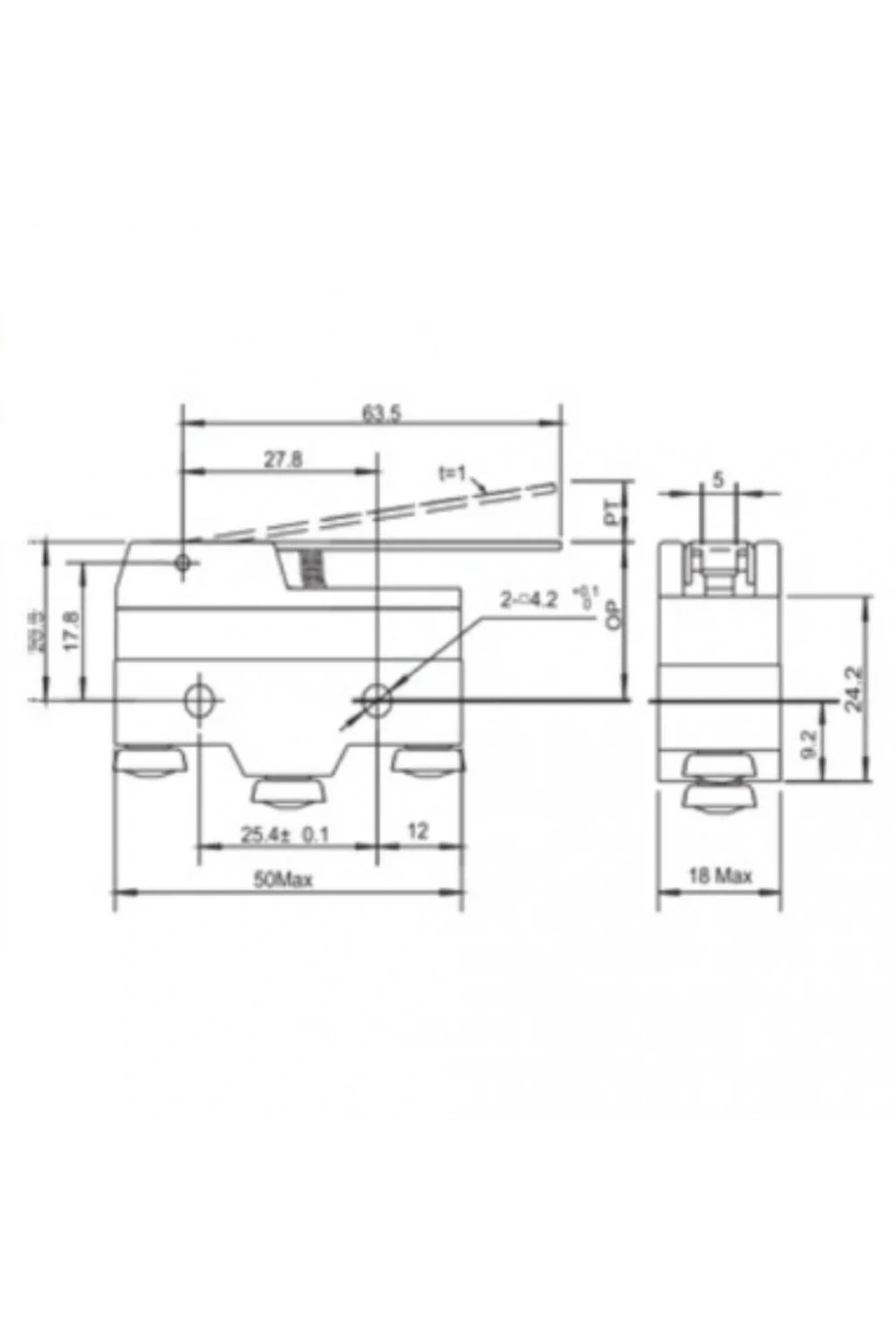 Gwest AZ-15GW-B Uzun Palet Mikro Switch 15A 1NO + 1NC