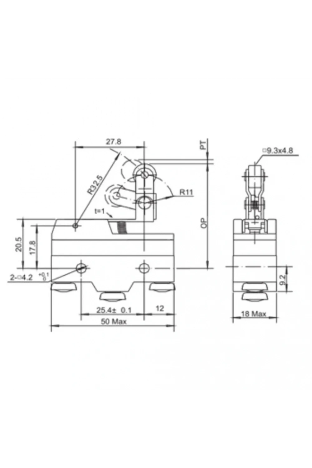 Gwest AZ-15GW2277-B Tahrikli Metal Makaralı Mikro Switch 15A 1NO + 1NC
