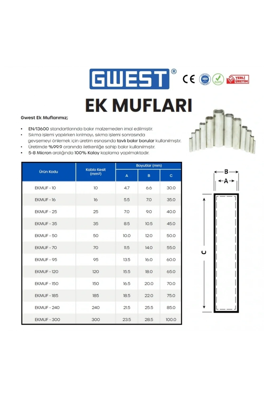 Gwest Ek Muf 95mm 50 Adet