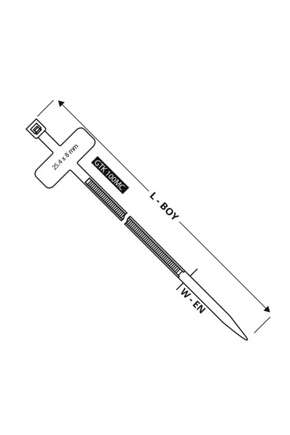 Gwest GTK-100MC 100x2.5mm Etiketli Kablo Bağı 100 Adet