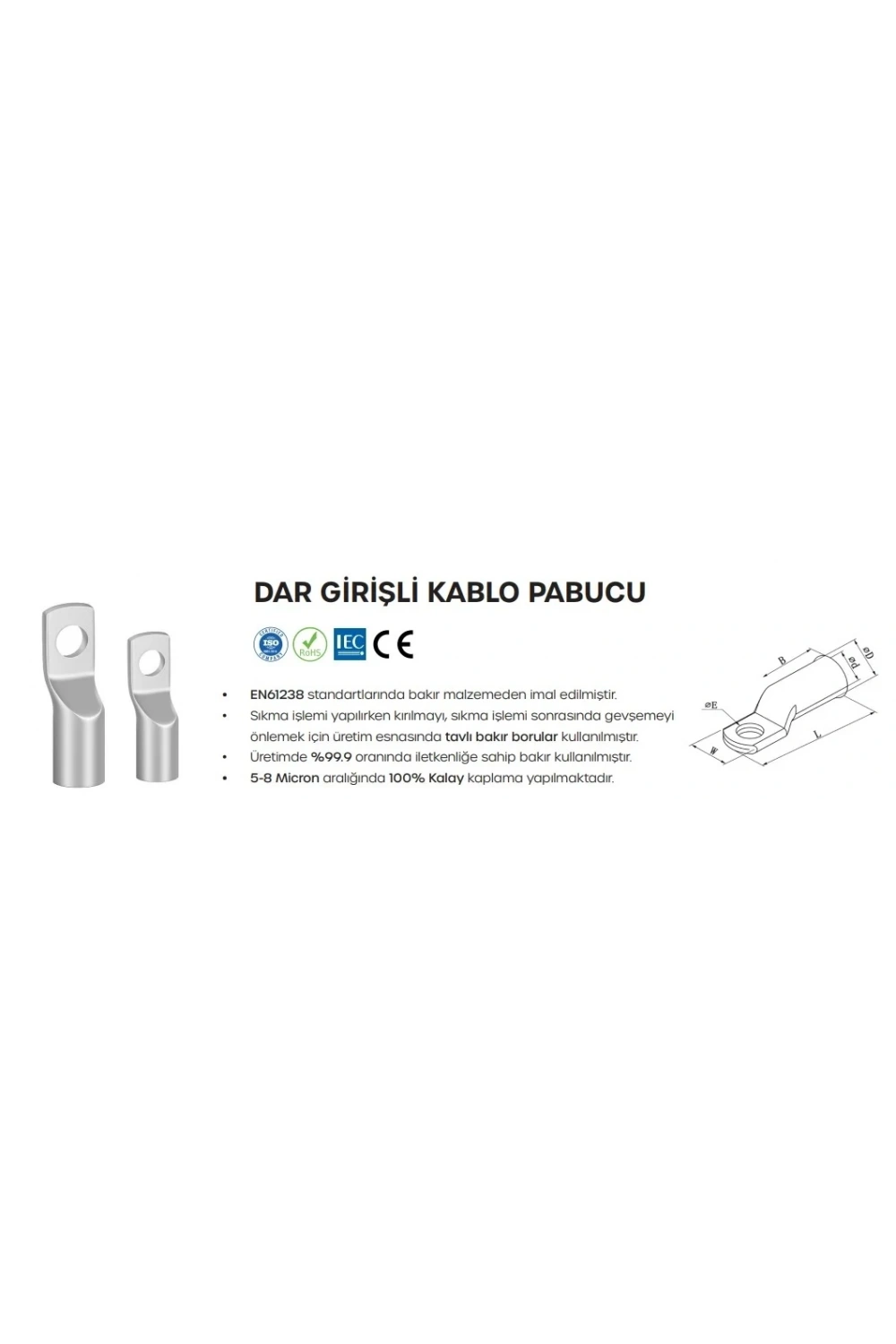 Gwest SKP-DG 120-8 Dar Girişli Kablo Pabucu 56 Adet