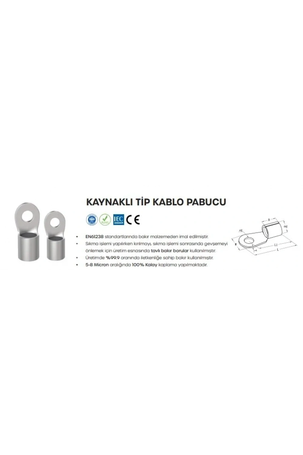 Gwest SKP-KT 150-12 Kaynak Tip Kablo Pabucu 50 Adet