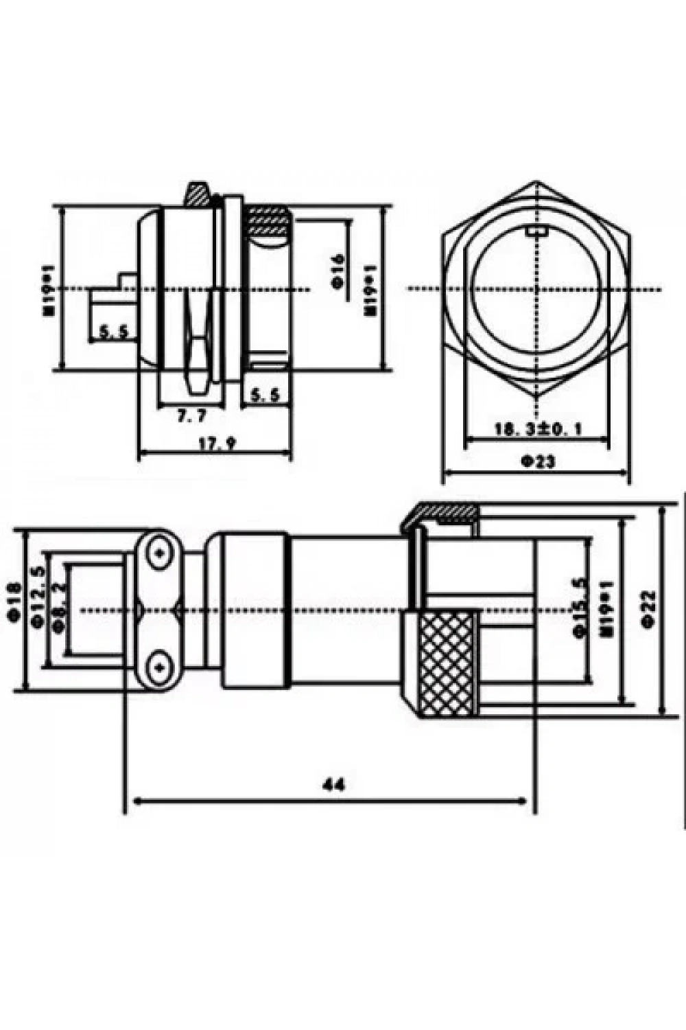 GX-20 14-Pin 20mm Mike Konnektör Takımı