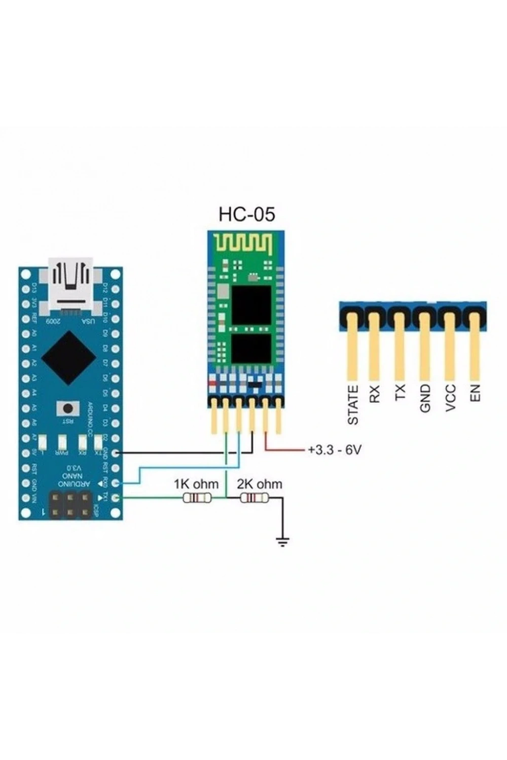 HC05 Bluetooth Serial Modül Kartı 6 Pin Çıkışlı