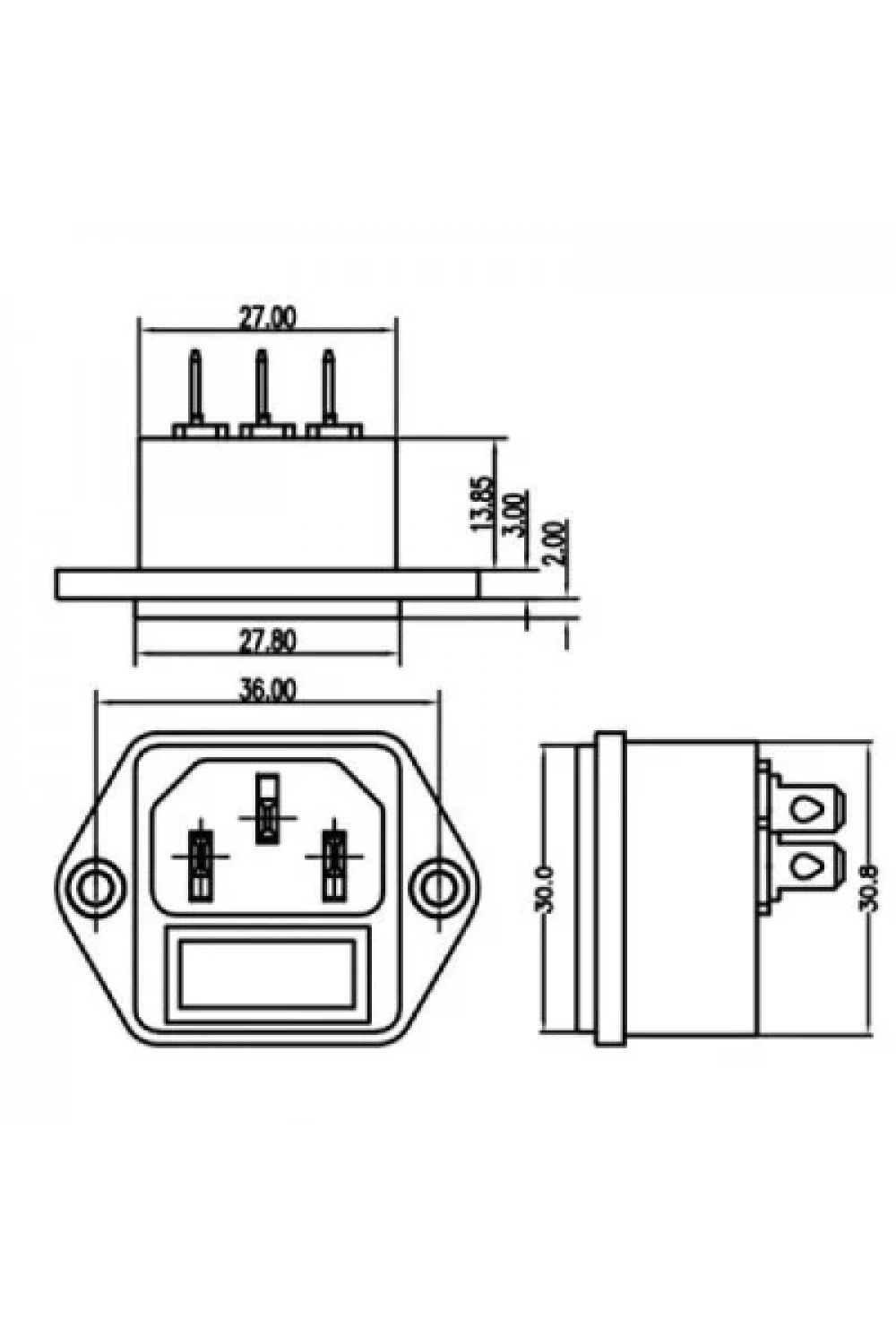 HD-901 Erkek Power Soketi T85 On-Off Anahtarlı