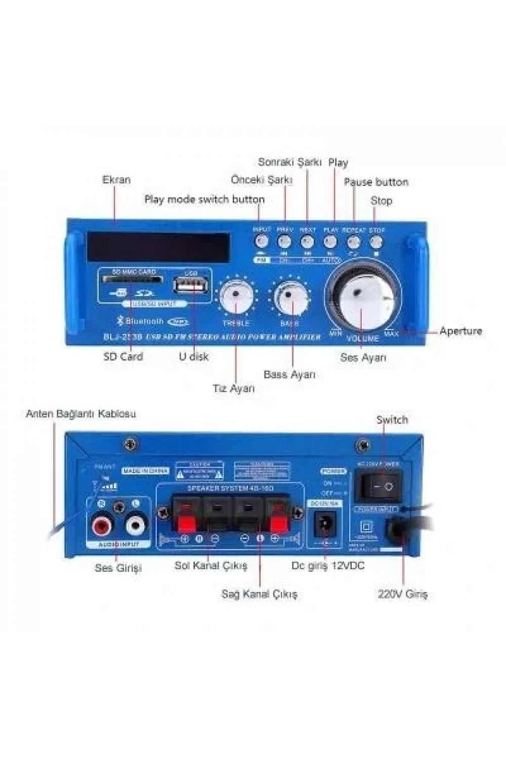 Hi-Fi Stereo Amplifier - 2x300W Bluetooth Amfi