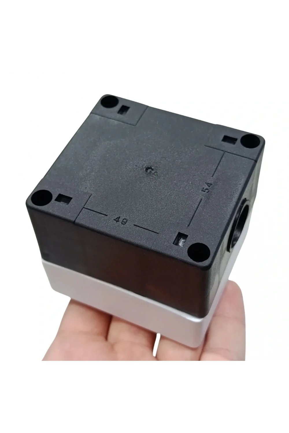 HJ9 22mm Buton Kutusu Gri-Siyah Tekli