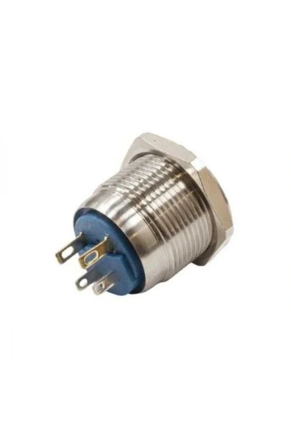 HJS19C 19mm Düz Yaylı Işıklı Metal Buton - Yeşil