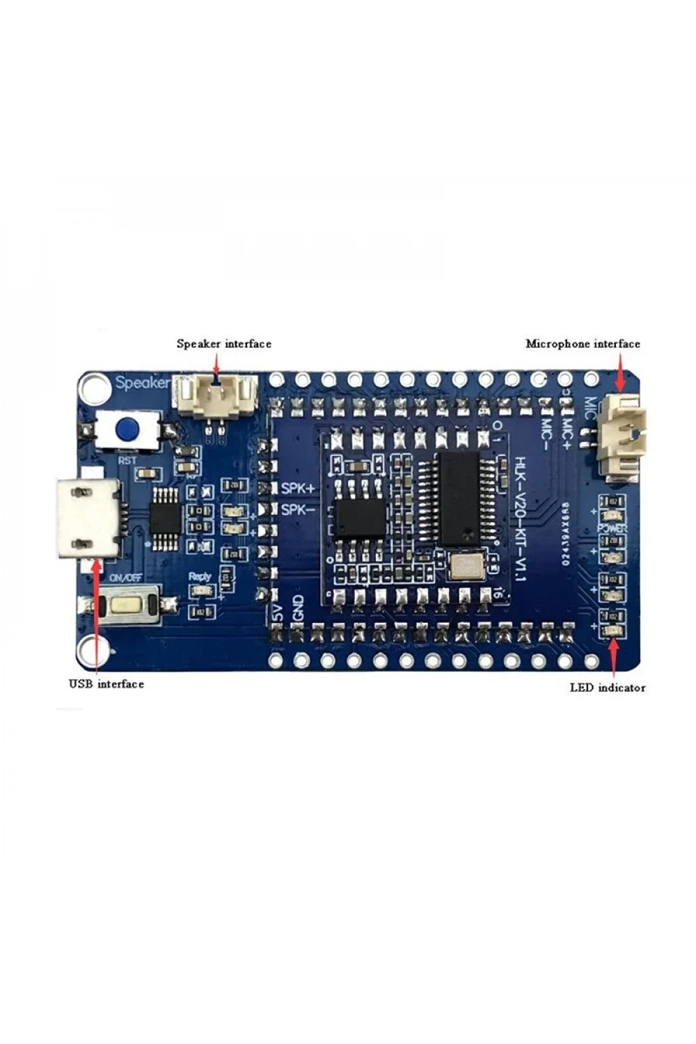 HLK-V20 Ses Tanıma Modülü Hoparlör+Mikrofon Test Kit