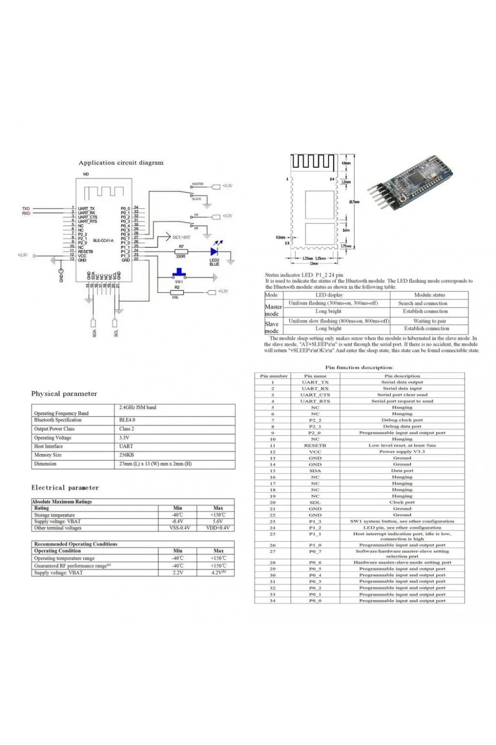 HM-10 CC2541 Bluetooth Modülü HM10 Bluetooth 4.0