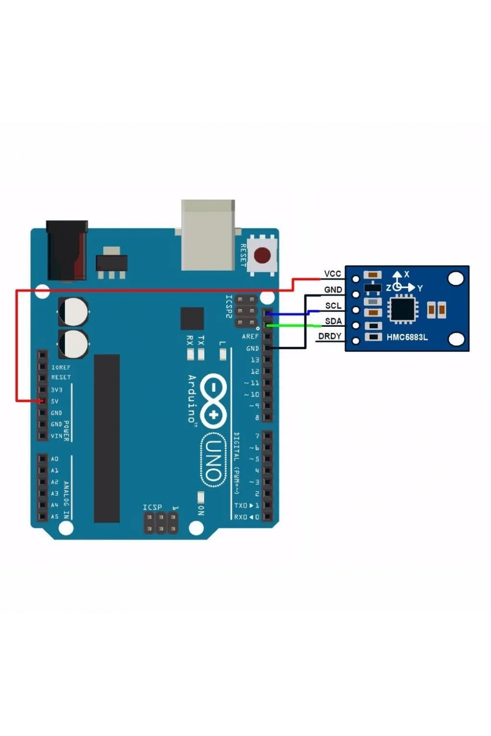 HMC5883L Arduino 3 Eksen Pusula Sensörü GY-273