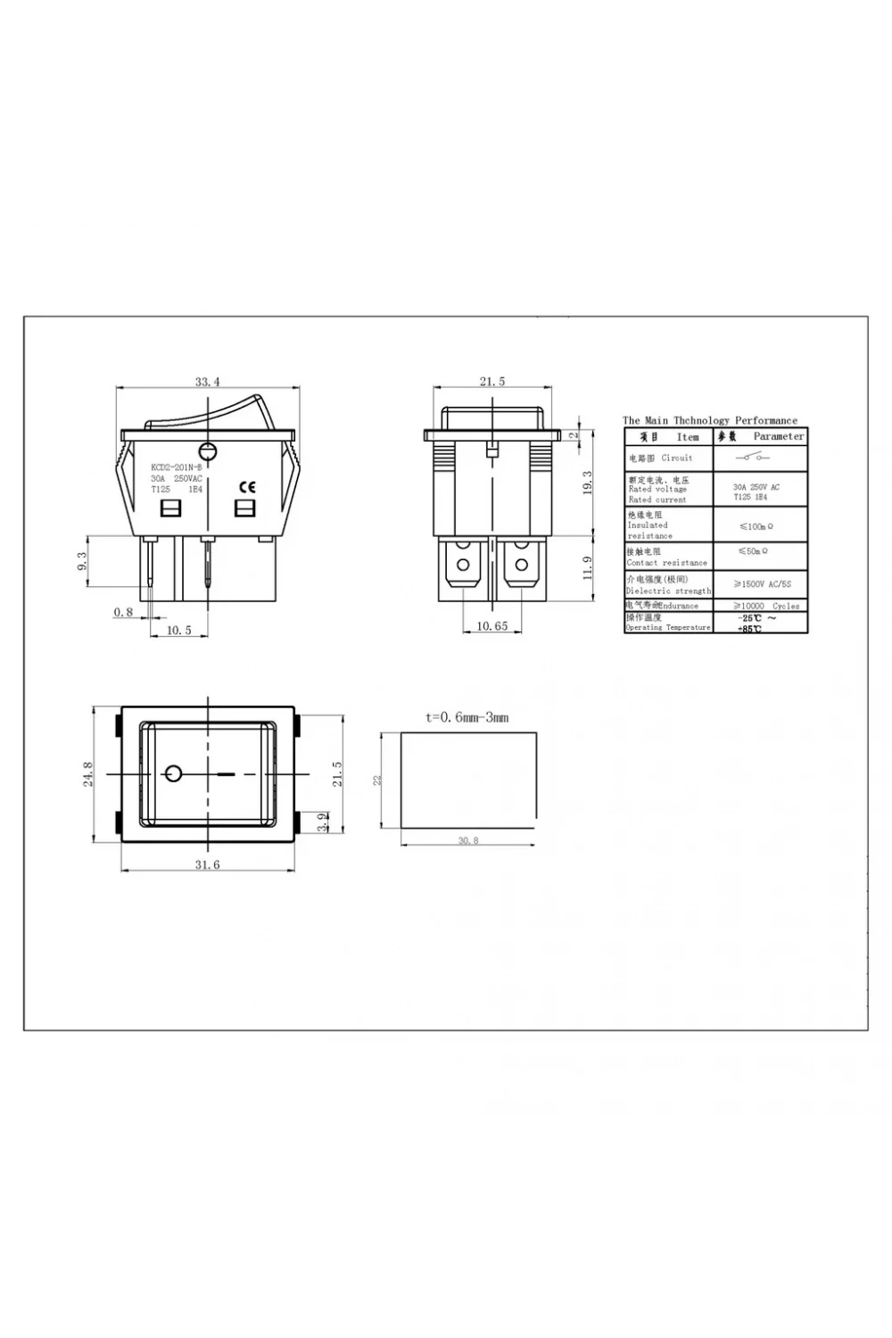 IC-104-S Geniş Işıklı Anahtar 30A 250V ON-OFF 4P