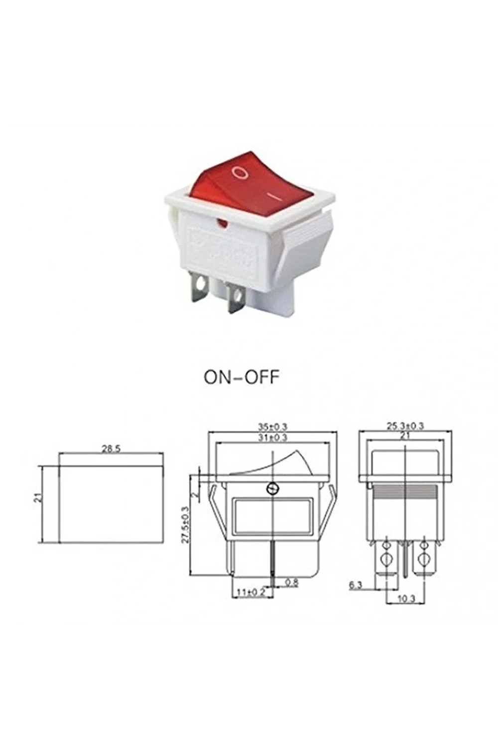 IC-104B Geniş Işıklı Anahtar On-Off Beyaz Kasa